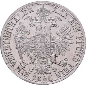Rakouská a spolková měna, údobí let 1857 - 1892, Tolar spolkový 1866 A, 18.498g, nep.hr., dr.rysky