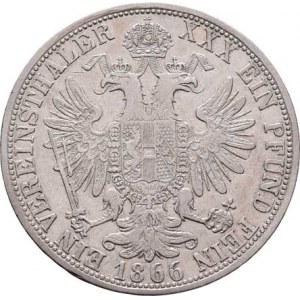 Rakouská a spolková měna, údobí let 1857 - 1892, Tolar spolkový 1866 A, 18.333g, nep.hr., dr.rysky