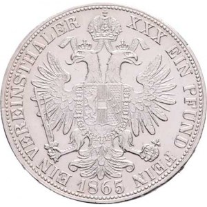 Rakouská a spolková měna, údobí let 1857 - 1892, Tolar spolkový 1865 B, 18.485g, nep.hr., dr.rysky