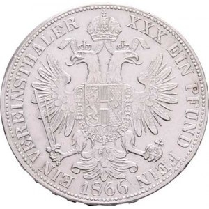 Rakouská a spolková měna, údobí let 1857 - 1892, Tolar spolkový 1866 B, 18.391g, dr.hr., dr.rysky R