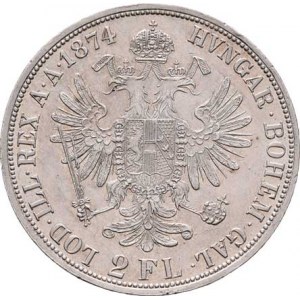 Rakouská a spolková měna, údobí let 1857 - 1892, 2 Zlatník 1874, 24.669g, dr.hr., nep.rysky, pěkná