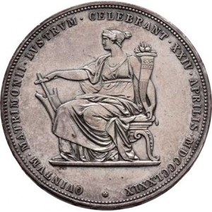 Rakouská a spolková měna, údobí let 1857 - 1892, 2 Zlatník 1879 - Stříbrná svatba, 24.639g, nep.hr.