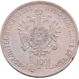 Rakouská a spolková měna, údobí let 1857 - 1892, 1/4 Zlatník 1861 V, 5.301g, dr.hr., nep.rysky,