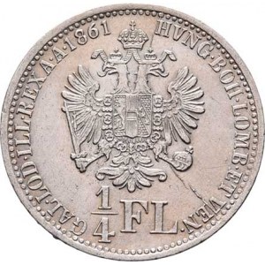 Rakouská a spolková měna, údobí let 1857 - 1892, 1/4 Zlatník 1861 V, 5.316g, nep.hr., nep.rysky,