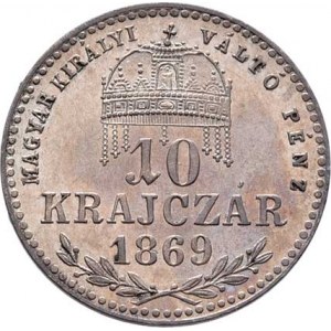 Rakouská a spolková měna, údobí let 1857 - 1892, 10 Krejcar 1869 KB - dlouhý opis - prvoražba, 1.66