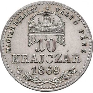 Rakouská a spolková měna, údobí let 1857 - 1892, 10 Krejcar 1869 KB - dlouhý opis, 1.785g, nep.hr.,