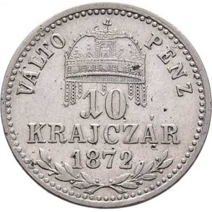 Rakouská a spolková měna, údobí let 1857 - 1892, 10 Krejcar 1872 KB, 1.680g, nep.rysky, dr.úhozy,