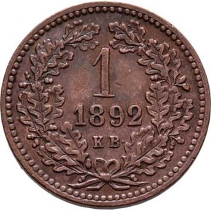 Rakouská a spolková měna, údobí let 1857 - 1892, Krejcar 1892 KB, 3.292g, nep.rysky, pěkná patina,