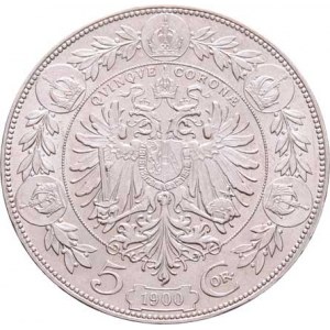 Korunová měna, údobí let 1892 - 1918, 5 Koruna 1900, 23.969g, nep.hr., nep.rysky, téměř