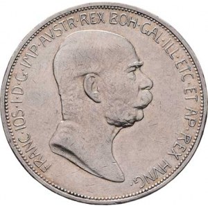 Korunová měna, údobí let 1892 - 1918, 5 Koruna 1908 - jubilejní, 23.953g, dr.hr., dr.rysky,