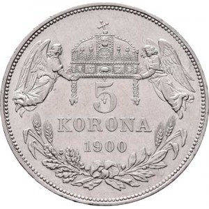 Korunová měna, údobí let 1892 - 1918, 5 Koruna 1900 KB, 23.973g, nep.hr.ražbou, nep.rysky