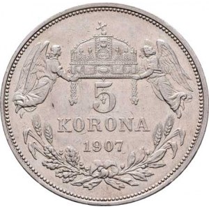 Korunová měna, údobí let 1892 - 1918, 5 Koruna 1907 KB, 23.946g, nep.hr., dr.rysky