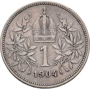 Korunová měna, údobí let 1892 - 1918, Koruna 1904, 4.906g, nep.hr., nep.rysky, pěkná