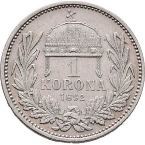 Korunová měna, údobí let 1892 - 1918, Koruna 1892 KB, 4.985g, nep.hr., nep.rysky, krásná