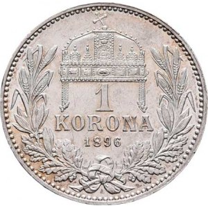 Korunová měna, údobí let 1892 - 1918, Koruna 1896 KB, 4.979g, zcela nep.rysky R!
