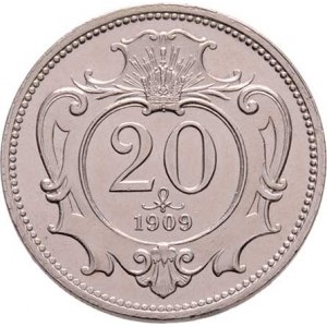 Korunová měna, údobí let 1892 - 1918, 20 Haléř 1909, 4.003g