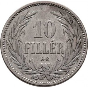 Korunová měna, údobí let 1892 - 1918, 10 Haléř 1892 KB, 2.998g, nep.rysky, patina R!