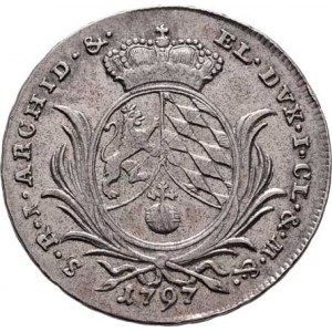 Bavorsko, Carl Theodor, 1777 - 1799, 1/2 Tolar 1797 bz - korunovaný znak, KM.558 (Ag833),