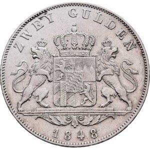 Bavorsko, Ludwig I., 1825 - 1848, 2 Gulden 1848, KM.438 (Ag900), 21.136g, dr.hr.,
