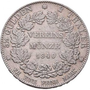 Hessen-Darmstadt, Ludwig II., 1830 - 1848, 2 Tolar spolkový 1840, KM.310 (Ag900), 37.087g,