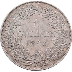 Hessen-Darmstadt, Ludwig II., 1830 - 1848, Gulden 1843, KM.309 (Ag900), 10.593g, nep.hr.,