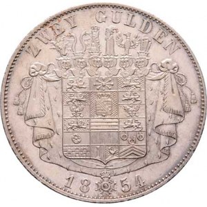 Sasko-Meiningen, Bernhard II., 1821 - 1866, 2 Gulden 1854, KM.166 (Ag900), 21.205g, nep.hr.,