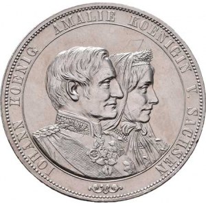 Sasko - království, Johann, 1854 - 1873, 2 Tolar spolkový 1872 B - zlatá svatba - bez nápisu