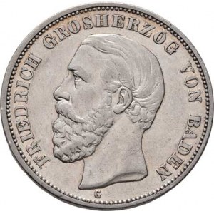 Badensko, Friedrich I., 1856 - 1907, 5 Marka 1899 G, Karlsruhe, KM.268 (Ag900), 27.744g,