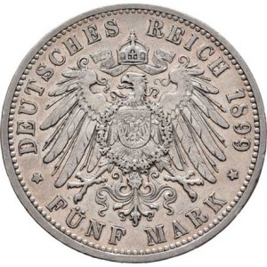 Badensko, Friedrich I., 1856 - 1907, 5 Marka 1899 G, Karlsruhe, KM.268 (Ag900), 27.744g,