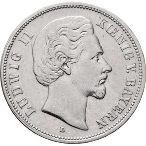 Bavorsko, Ludwig II., 1864 - 1886, 5 Marka 1875 D, Mnichov, KM.502 (Ag900), 27.551g,