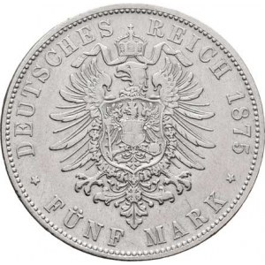 Bavorsko, Ludwig II., 1864 - 1886, 5 Marka 1875 D, Mnichov, KM.502 (Ag900), 27.551g,