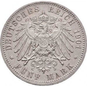 Prusko, Wilhelm II., 1888 - 1918, 5 Marka 1901 A - 200 let království, Berlín, KM.526