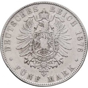 Sasko, Albert, 1873 - 1902, 5 Marka 1876 E, Drážďany, KM.1237 (Ag900), 27.759g,