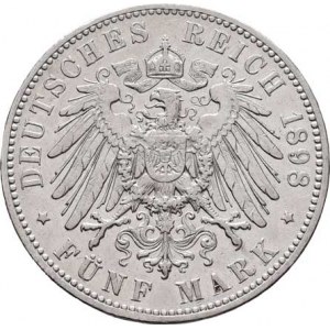 Sasko, Albert, 1873 - 1902, 5 Marka 1898 E, Drážďany, KM.1246 (Ag900), 27.599g,