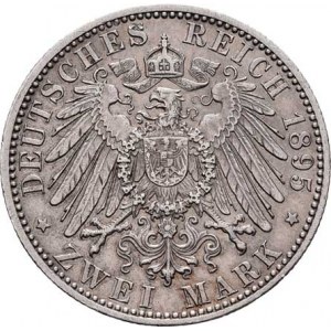 Sasko - Coburg - Gotha, Alfréd, 1893 - 1900, 2 Marka 1895 A, Y.149 (Ag900, pouze 15.000 ks),