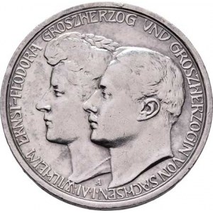 Sasko - Výmar - Eisenach, Wilhelm Ernst, 1901 - 1918, 3 Marka 1910 A - svatební, Y.176 (Ag900), 16.