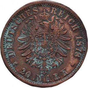 Německo, 20 Marka 1878 - jednostranný dutý odražek reversu