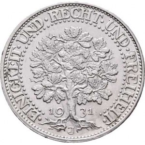 Německo - Výmarská republika, 1918 - 1933, 5 Marka 1931 J - dub, KM.56 (Ag500), 25.199g,