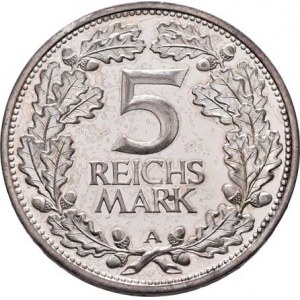 Německo - Výmarská republika, 1918 - 1933, 5 Marka 1925 A - 1000 let Porýní, KM.47 (Ag500),