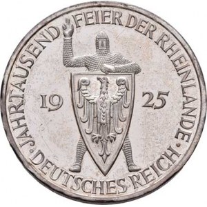Německo - Výmarská republika, 1918 - 1933, 5 Marka 1925 A - 1000 let Porýní, KM.47 (Ag500),