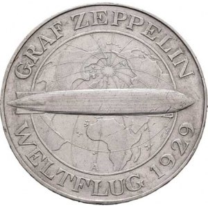 Německo - Výmarská republika, 1918 - 1933, 5 Marka 1930 A - Zeppelin, KM.68 (Ag500, 220.000 ks),