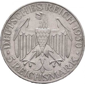 Německo - Výmarská republika, 1918 - 1933, 5 Marka 1930 A - Zeppelin, KM.68 (Ag500, 220.000 ks),