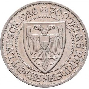 Německo - Výmarská republika, 1918 - 1933, 3 Marka 1926 A - Lübeck, KM.48 (Ag500), 14.962g,