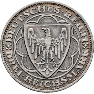 Německo - Výmarská republika, 1918 - 1933, 3 Marka 1927 A - Bremerhaven, KM.50 (Ag500), 15.011g,