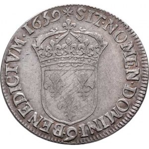 Francie, Ludvík XIV., 1643 - 1715, 1/2 Ecu 1659 zn.9, Rennes, KM.164.24 (Ag917),