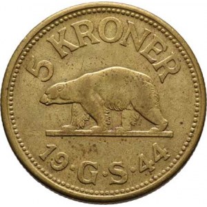 Grónsko, Christian X., 1912 - 1947, 5 Koruna 1944 GS, Philadelphia, KM.9 (bronz),