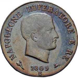 Itálie - království, Napoleon I., 1804 - 1814, 5 Lira 1809 B, Bologna, Cr.10.5 (Ag900), 24.959g,