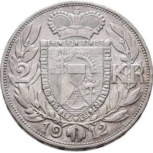 Liechtenstein, Johann II., 1858 - 1929, 2 Koruna 1912, Y.3 (Ag835, pouze 50.000 ks), 9.968g,