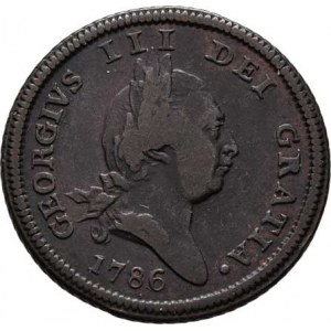 Man, George III., 1760 - 1820, 1/2 Penny 1786, KM.8 (Cu), 7.858g, vroubkovaná hrana,