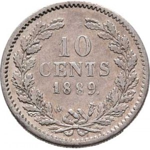 Nizozemí, Willem III., 1849 - 1890, 10 Cent 1889 - var. s tečkou za letopočtem, KM.80